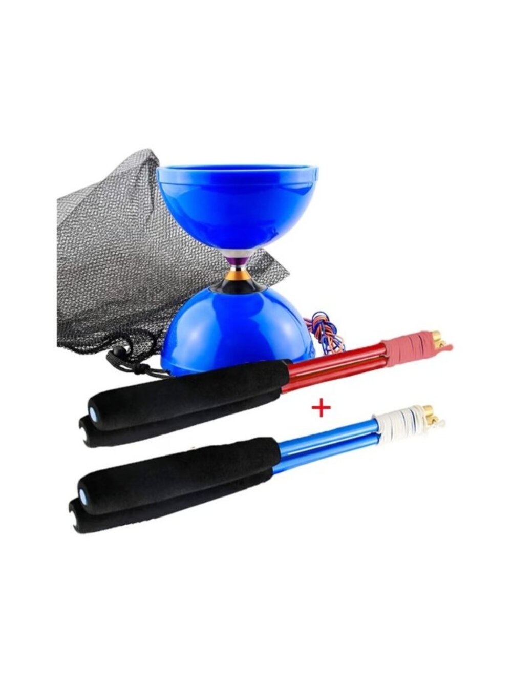 MAGICYOYO Pro Triple Bearing Diabolo Yoyo Set 5 Inch Blue Carbon Sticks Strings - Picture 8 of 13
